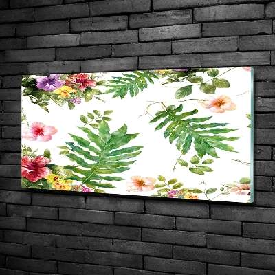 Glass picture wall art Floral pattern