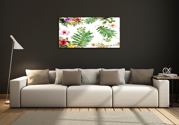 Glass picture wall art Floral pattern