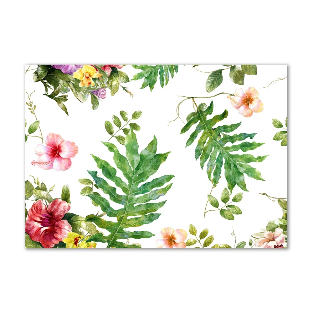 Glass picture wall art Floral pattern