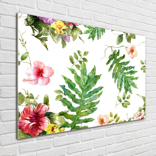 Glass picture wall art Floral pattern