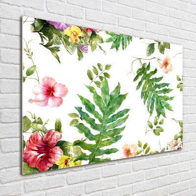 Glass picture wall art Floral pattern