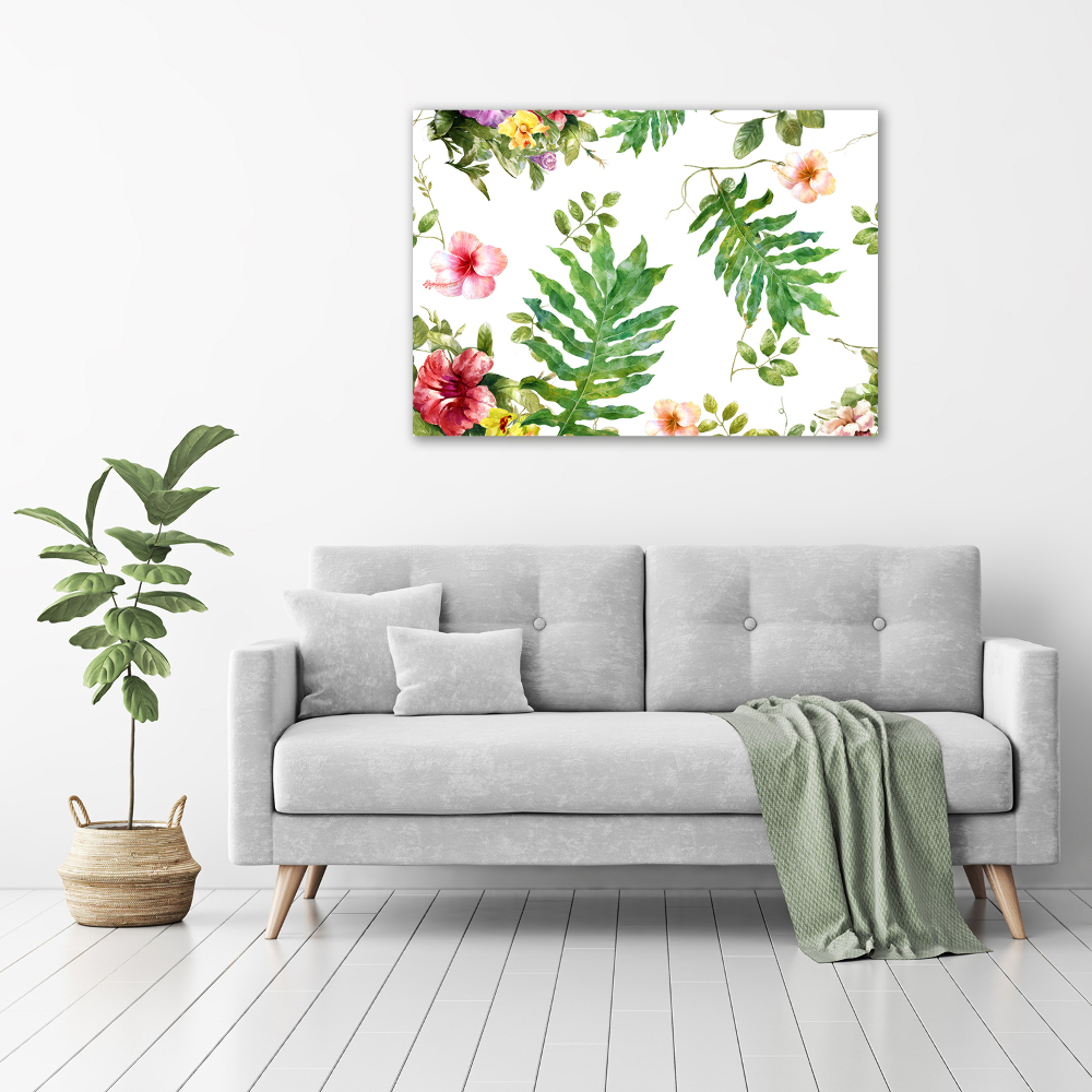 Glass picture wall art Floral pattern