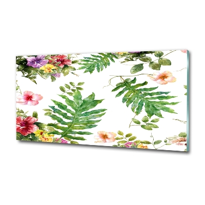 Glass picture wall art Floral pattern