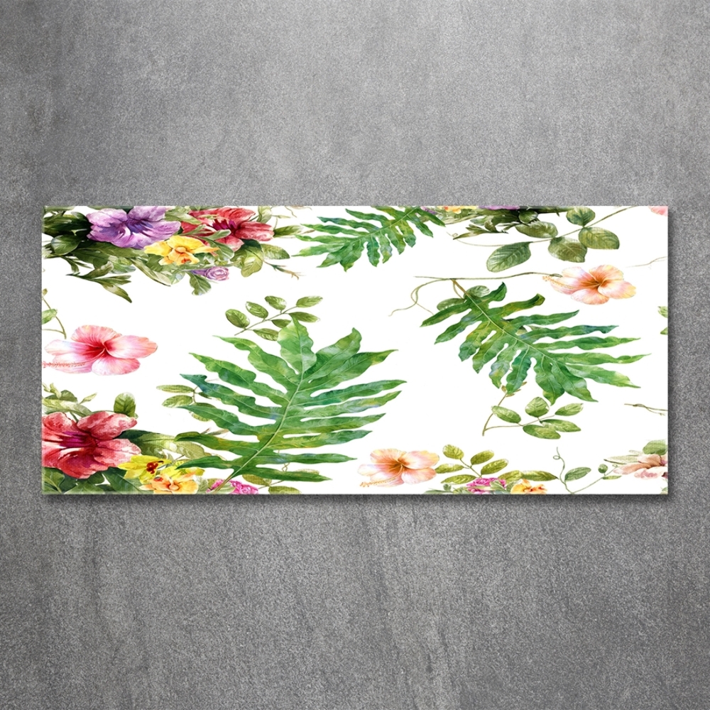 Glass picture wall art Floral pattern