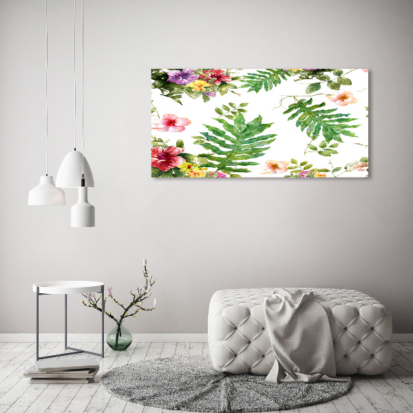 Glass picture wall art Floral pattern