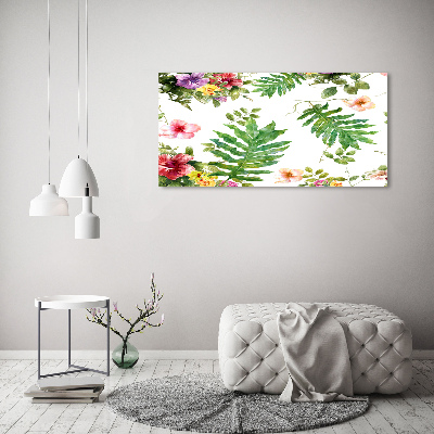 Glass picture wall art Floral pattern