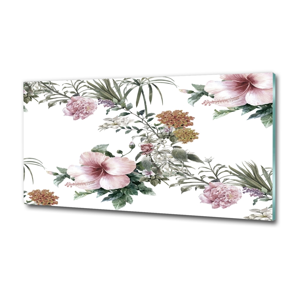 Glass picture wall art Floral pattern