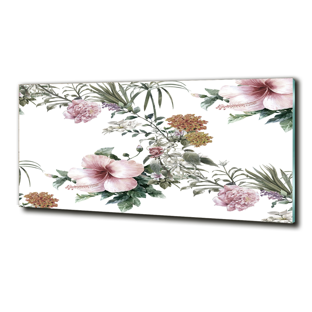 Glass picture wall art Floral pattern