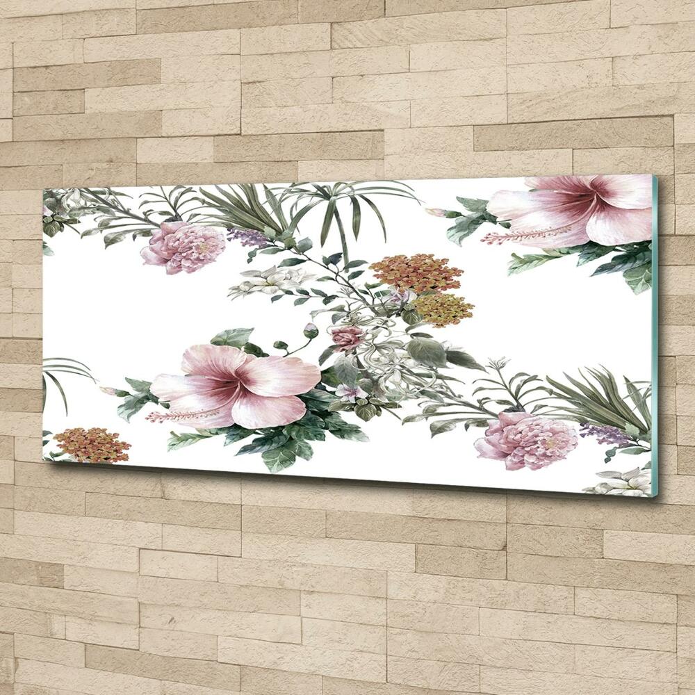 Glass picture wall art Floral pattern