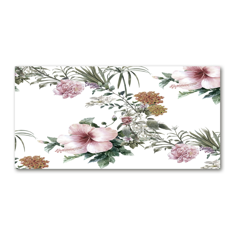 Glass picture wall art Floral pattern