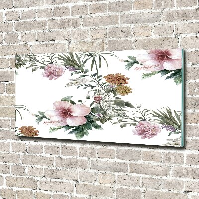 Glass picture wall art Floral pattern