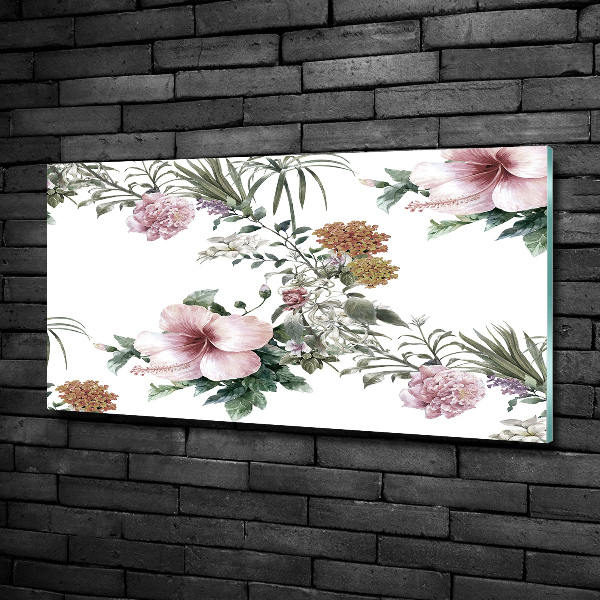 Glass picture wall art Floral pattern