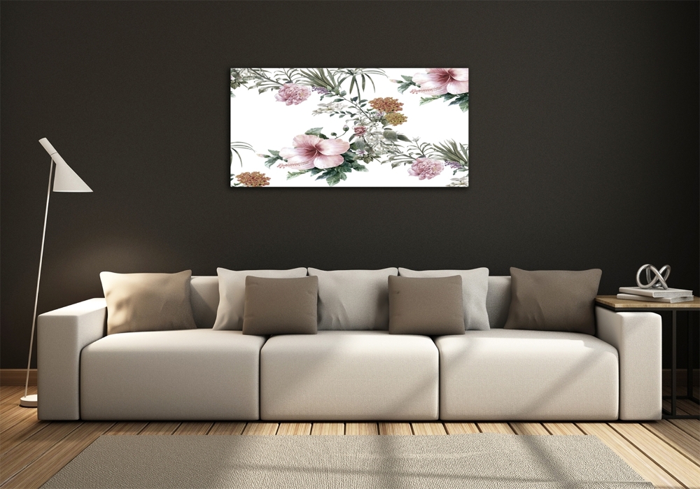 Glass picture wall art Floral pattern