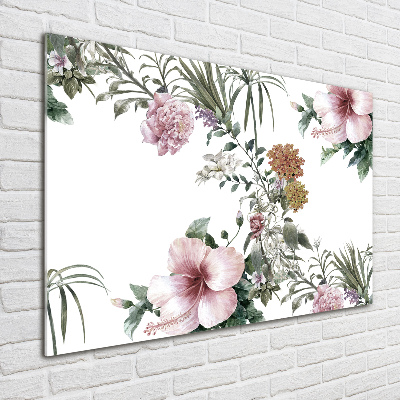 Glass picture wall art Floral pattern