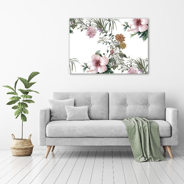 Glass picture wall art Floral pattern