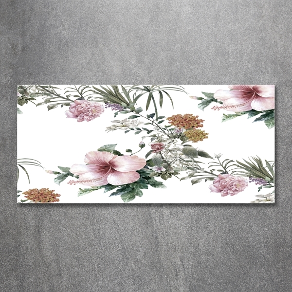 Glass picture wall art Floral pattern