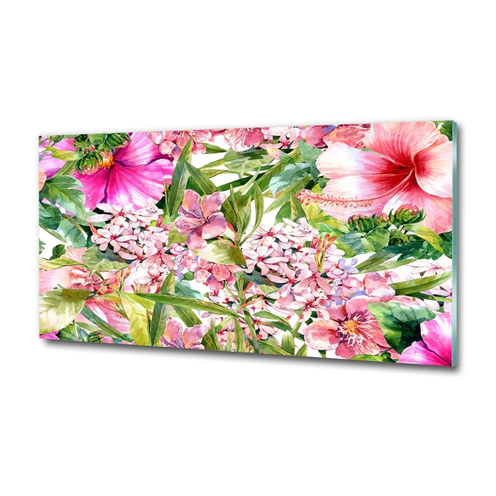 Printed glass wall art Floral pattern