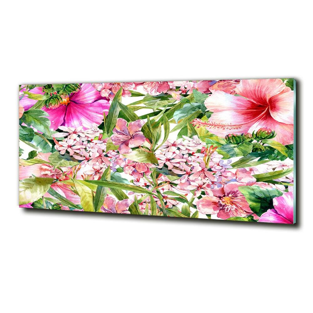 Printed glass wall art Floral pattern