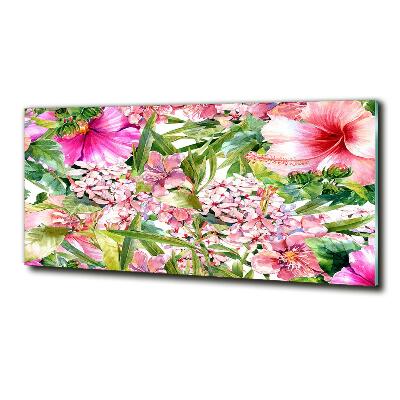 Printed glass wall art Floral pattern