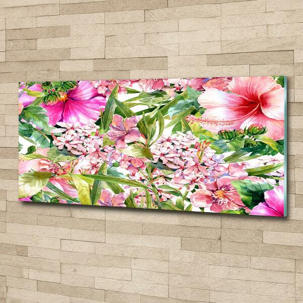 Printed glass wall art Floral pattern