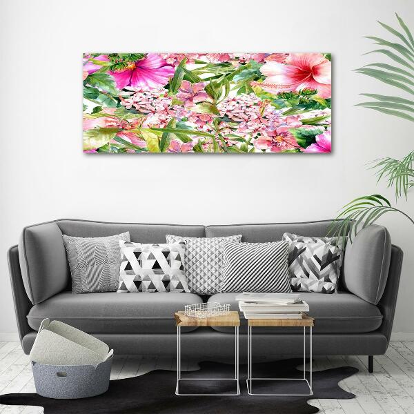 Printed glass wall art Floral pattern