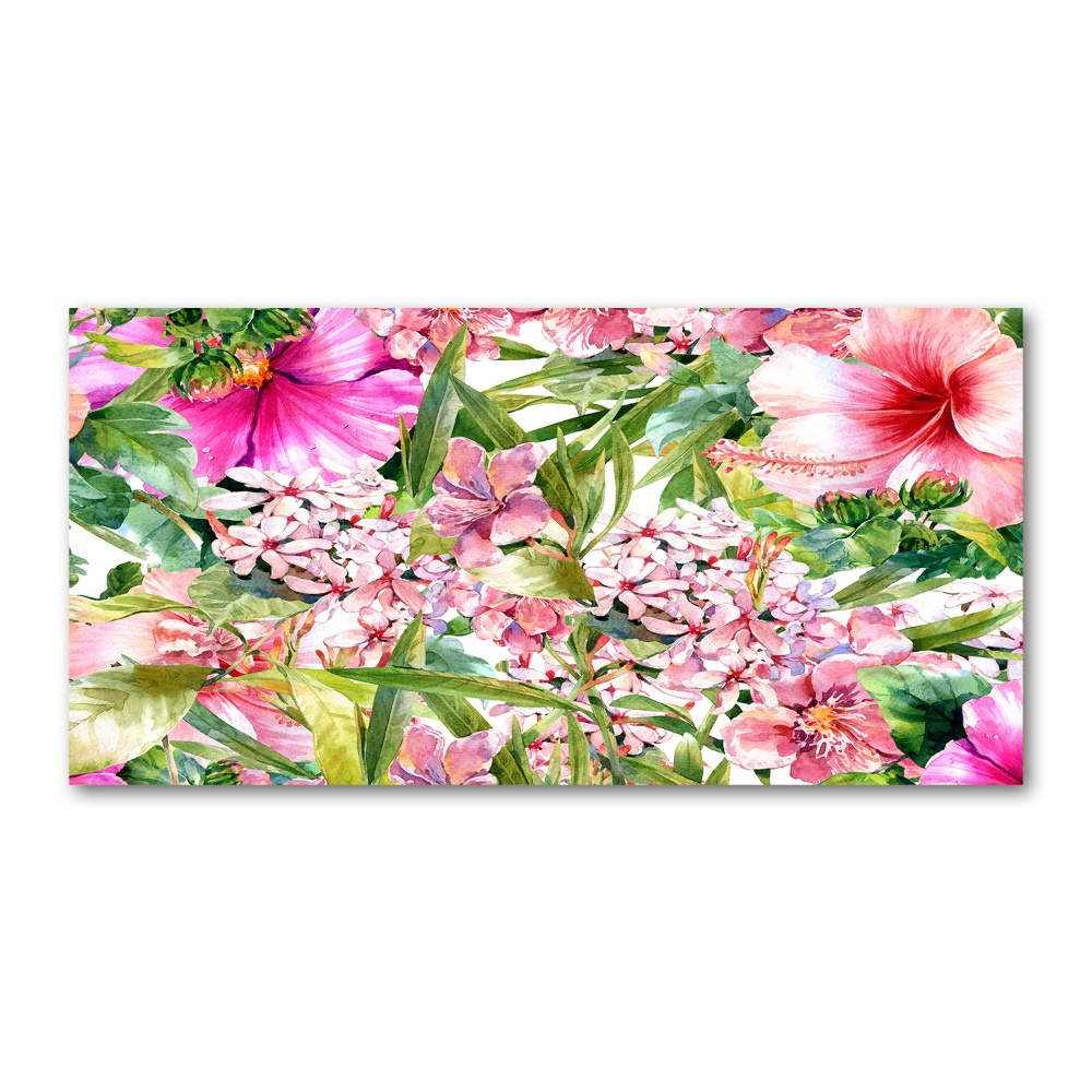 Printed glass wall art Floral pattern