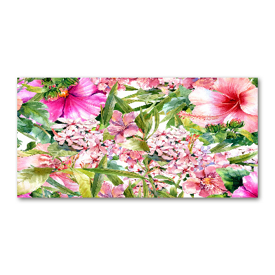 Printed glass wall art Floral pattern