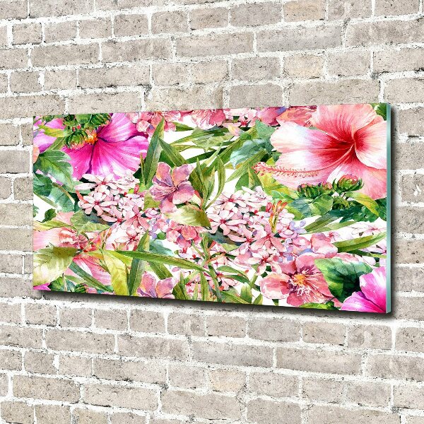 Printed glass wall art Floral pattern