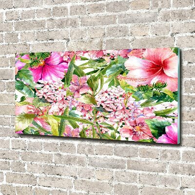 Printed glass wall art Floral pattern