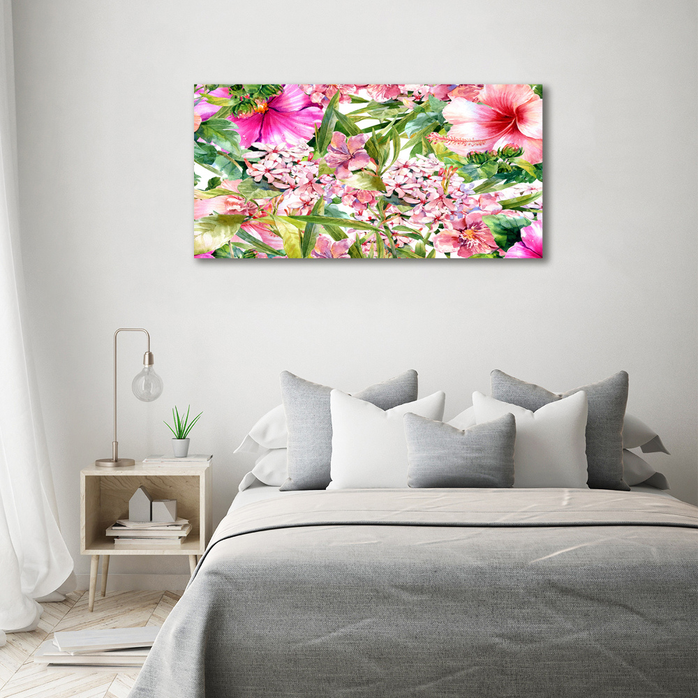 Printed glass wall art Floral pattern