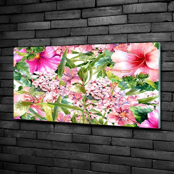 Printed glass wall art Floral pattern