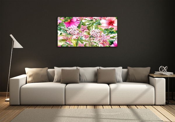 Printed glass wall art Floral pattern