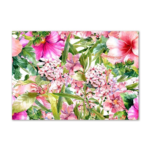 Printed glass wall art Floral pattern