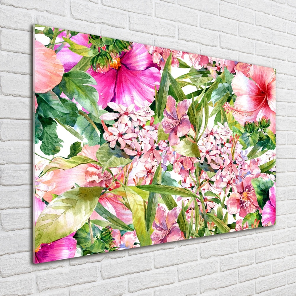 Printed glass wall art Floral pattern