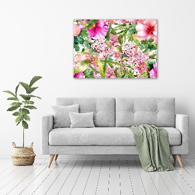 Printed glass wall art Floral pattern