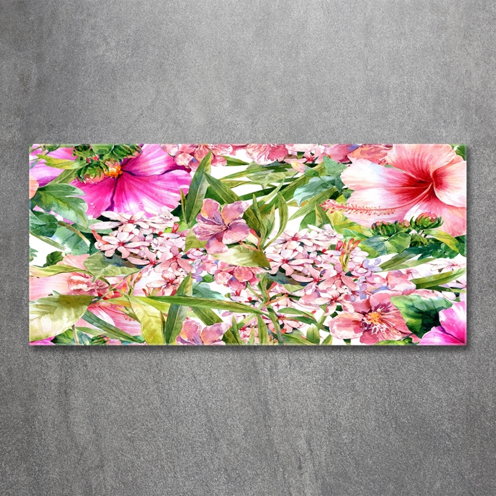 Printed glass wall art Floral pattern