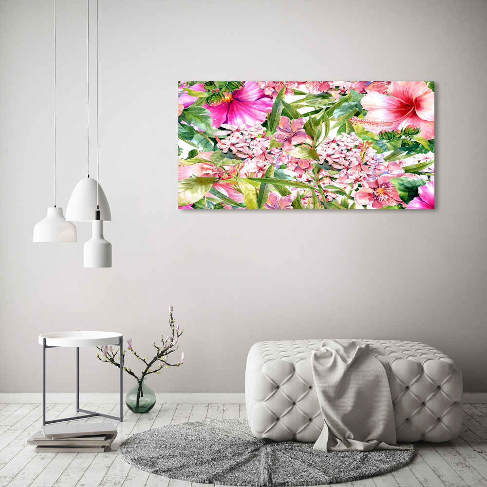 Printed glass wall art Floral pattern