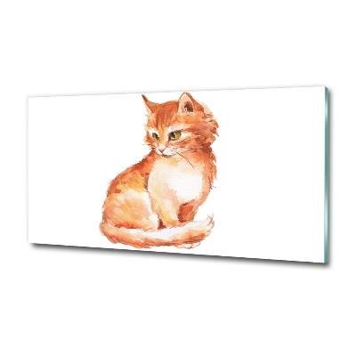 Wall art on glass Red cat