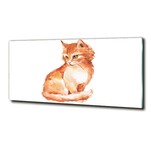 Wall art on glass Red cat