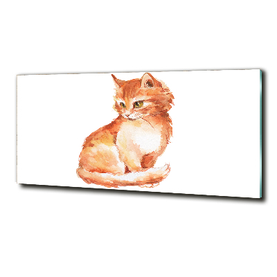 Wall art on glass Red cat