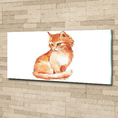 Wall art on glass Red cat