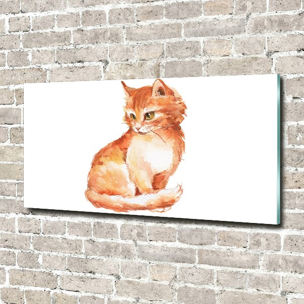 Wall art on glass Red cat