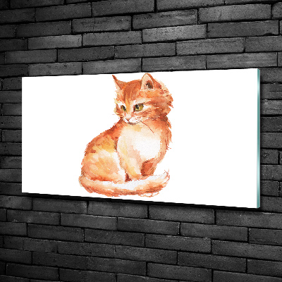 Wall art on glass Red cat