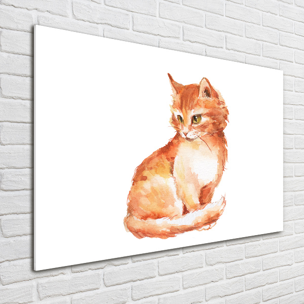 Wall art on glass Red cat