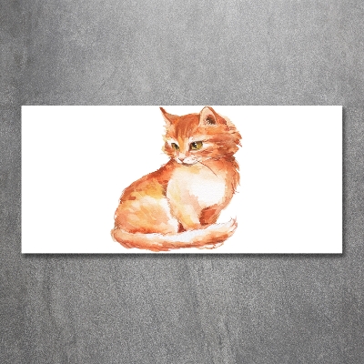 Wall art on glass Red cat