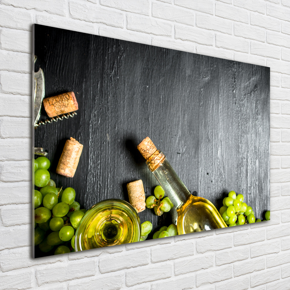 Glass wall art White wine and fruit