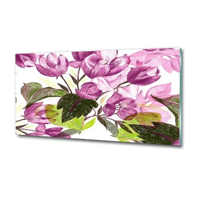 Printed glass wall art Floral pattern