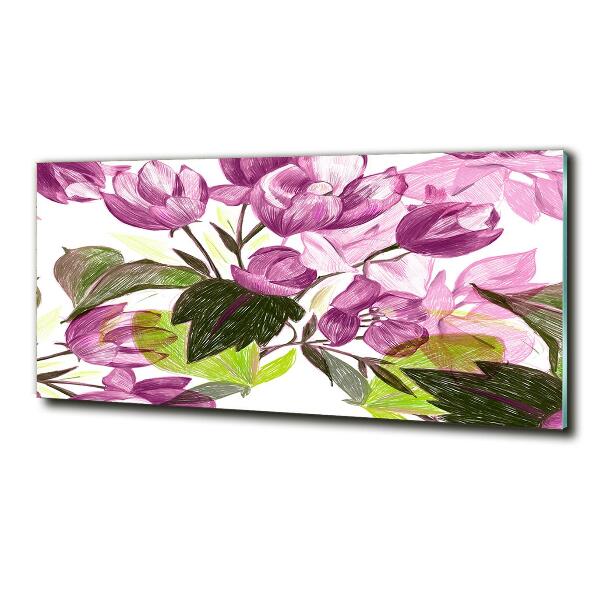 Printed glass wall art Floral pattern