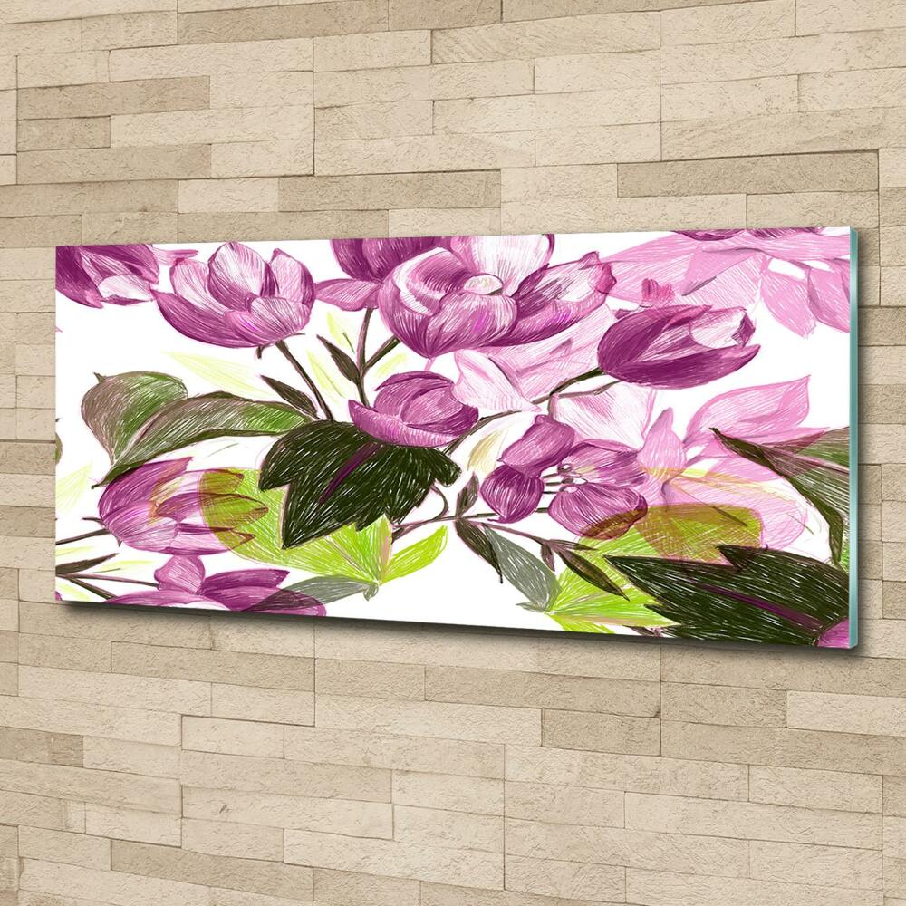 Printed glass wall art Floral pattern