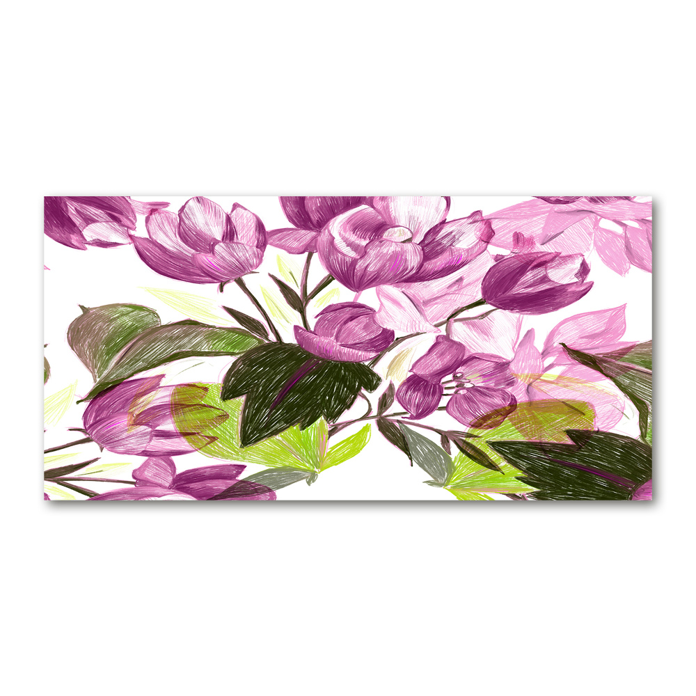 Printed glass wall art Floral pattern